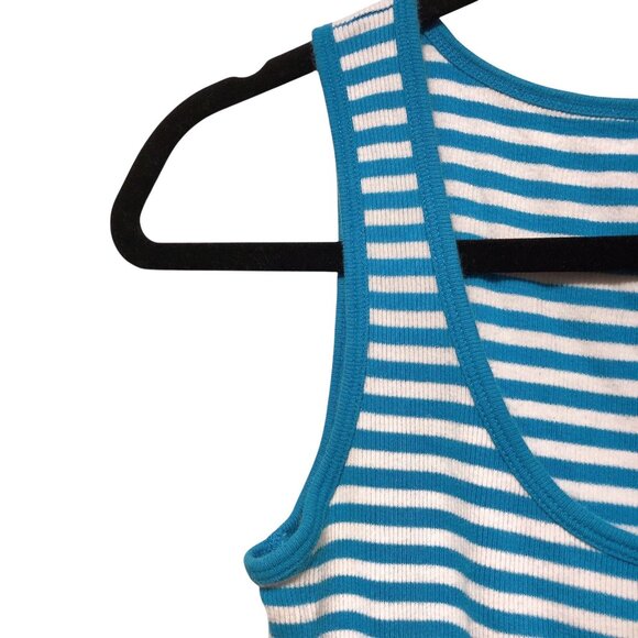 G.H. Bass & Co. Blue White Striped Scoop Neck Ribbed Sleeveless Tank Top XS - Picture 5 of 5